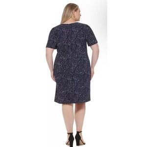 DKNY Navy and White Midi Dress